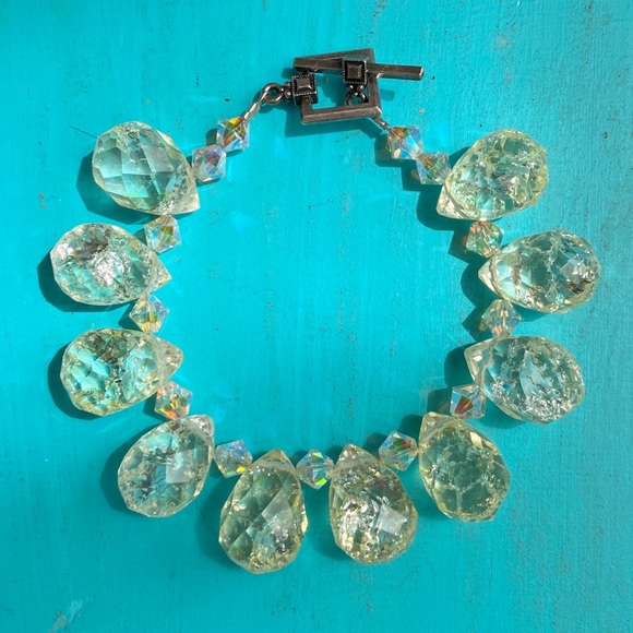 Jewelry - Faceted Lemon Quartz and Crystal Toggle Bracelet